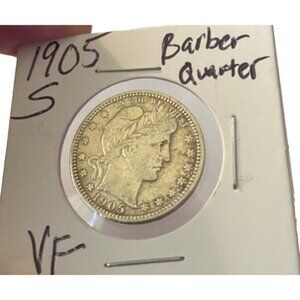 1905-S Barber Silver Quarter 25 CENT  Uncertified GREAT DETAIL